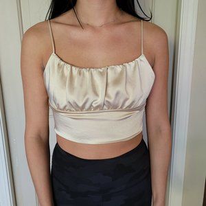 Zara Satin Cream Coloured Crop Top